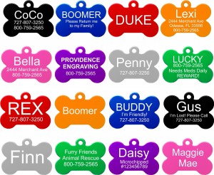 Pet ID Tags Various Colors Bone Shaped