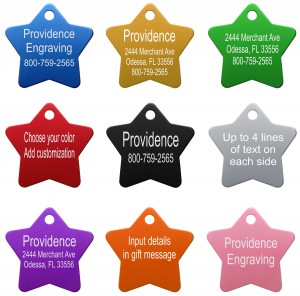 Pet ID Tags Various Colors Star Shaped