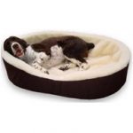 Made in USA. Dog Bed King Cuddler Large Brown/Imitation Lambswool. Size: 33x23x7". Removable Washable Cover.