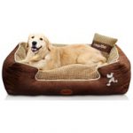 HappierGo Waterproof Orthopedic Large Dog Bed with Corn Pillow and Removable Cover
