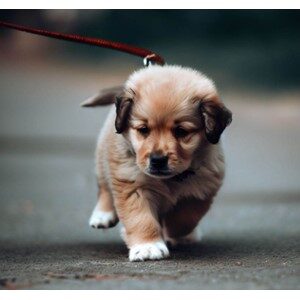 Walking Puppy On A Leash