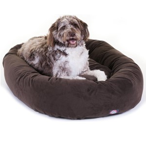 Pictured is the Majestic Pet Suede Bagel Dog Bed