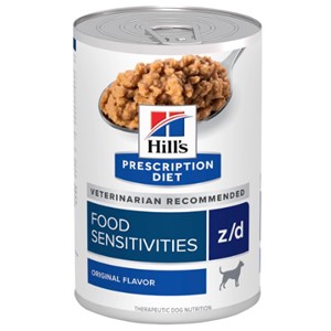 Pictured is the Hills Prescription Diet Food Sensitivities Wet Dog Food