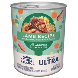 Pictured is the Natural Balance Lamb Recipe Wet Dog Food