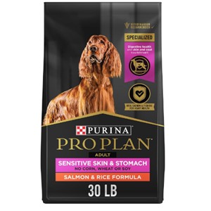 Pictured is the Purina Pro Plan Sensitive Skin Dry Dog Food