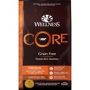 Pictured is the Wellness Core Adult High Protein Dry Dog Food